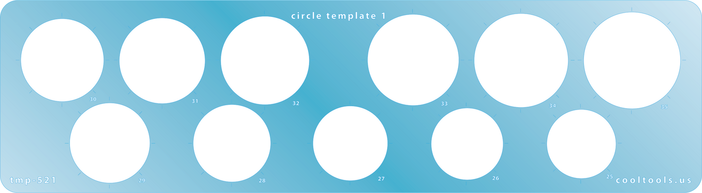 Blue plastic Jewelry Shape Template - Circle 1 Our special surface makes it easy to find these templates on your workbench, but allows clarity for positioning. Includes