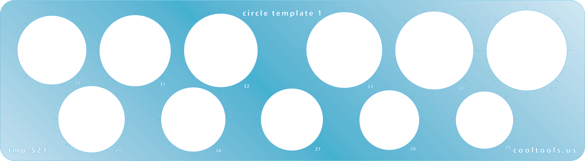 Blue plastic Jewelry Shape Template - Circle 1 Our special surface makes it easy to find these templates on your workbench, but allows clarity for positioning. Includes