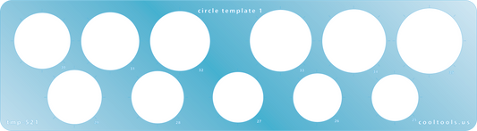 Blue plastic Jewelry Shape Template - Circle 1 Our special surface makes it easy to find these templates on your workbench, but allows clarity for positioning. Includes