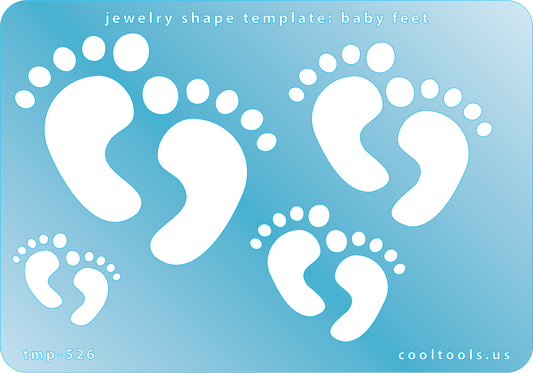  Blue plastic Jewelry Shape Template - Baby Feet Our special surface makes it easy to find these templates on your workbench, but allows clarity for positioning. Use smaller shapes for embossing or enamel stencils. Includes 4 paired shapes. Sizes are from 18mm to 45mm.
