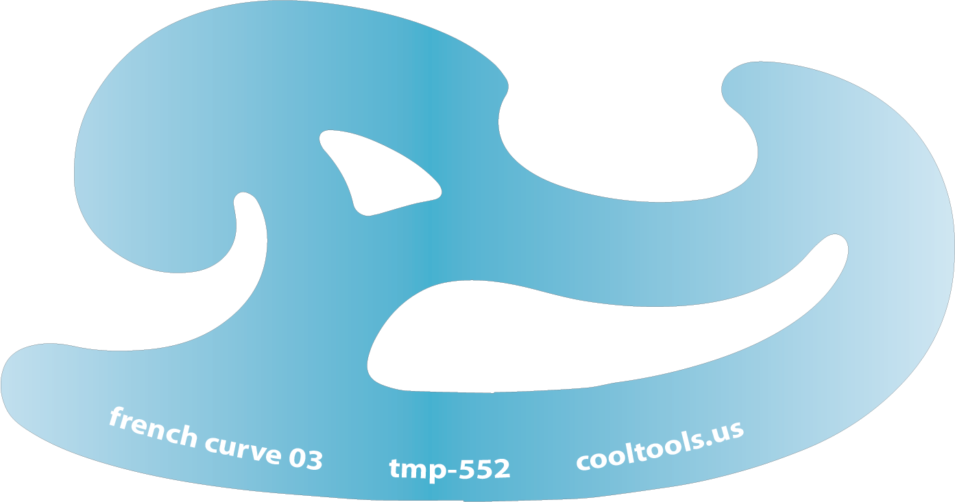 Blue plastic Jewelry Shape Template - French Curves Our special surface makes it easy to find these templates on your workbench, but allows clarity for positioning. Use smaller shapes for embossing or enamel stencils.  View the videos below for ideas on how our templates can be used. Utilize the graduated sizes and different shapes to make endless design variations.