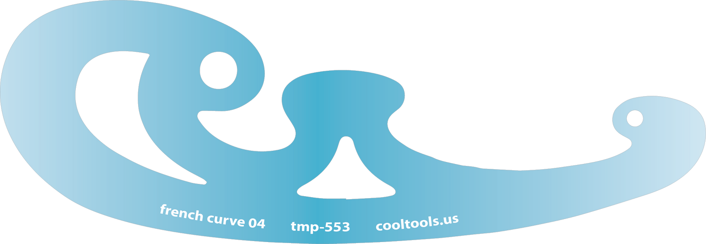 Blue plastic Jewelry Shape Template - French Curves Our special surface makes it easy to find these templates on your workbench, but allows clarity for positioning. Use smaller shapes for embossing or enamel stencils.  View the videos below for ideas on how our templates can be used. Utilize the graduated sizes and different shapes to make endless design variations.