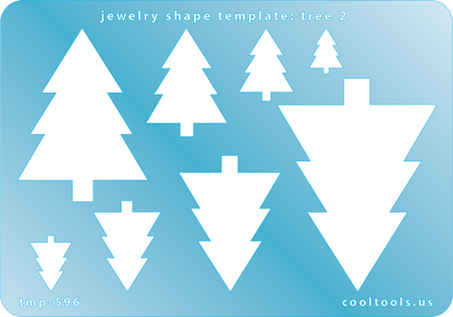 Jewelry Shape Template - Tree 2 Includes 8 shapes. Sizes are from 12.5mm to 59mm.  Our special surface makes it easy to find these templates on your workbench, but allows clarity for positioning.