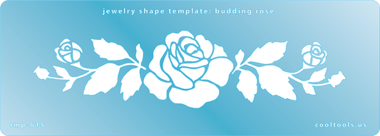 Blue plastic  Jewelry Shape Template - Budding Rose Our special surface makes it easy to find these templates on your workbench, but allows clarity for positioning.