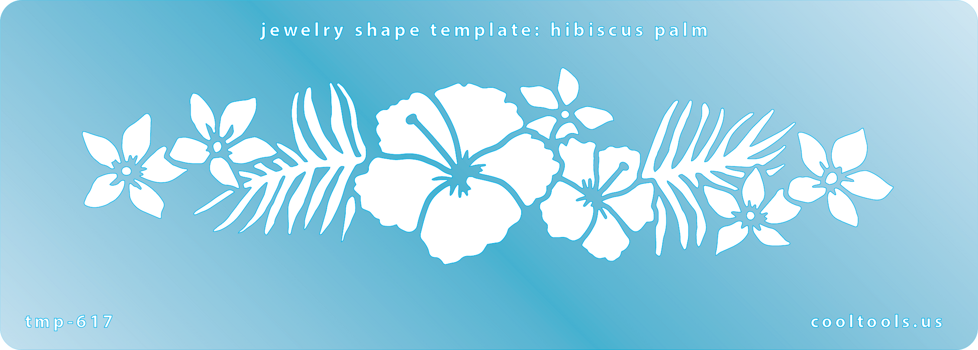 Blue plastic Jewelry Shape Template - Hibiscus Palm Our special surface makes it easy to find these templates on your workbench, but allows clarity for positioning.