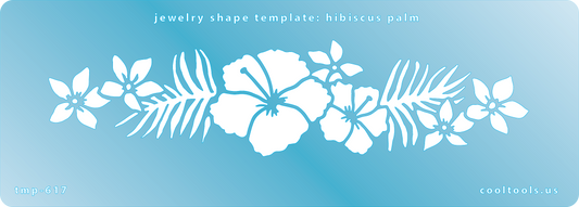 Blue plastic Jewelry Shape Template - Hibiscus Palm Our special surface makes it easy to find these templates on your workbench, but allows clarity for positioning.