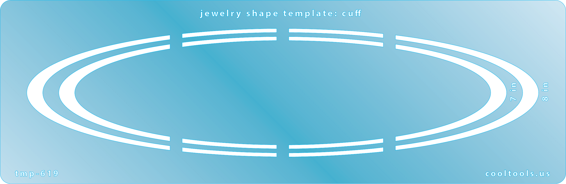 Blue plastic Jewelry Shape Template - Cuff Our special surface makes it easy to find these templates on your workbench, but allows clarity for positioning.
