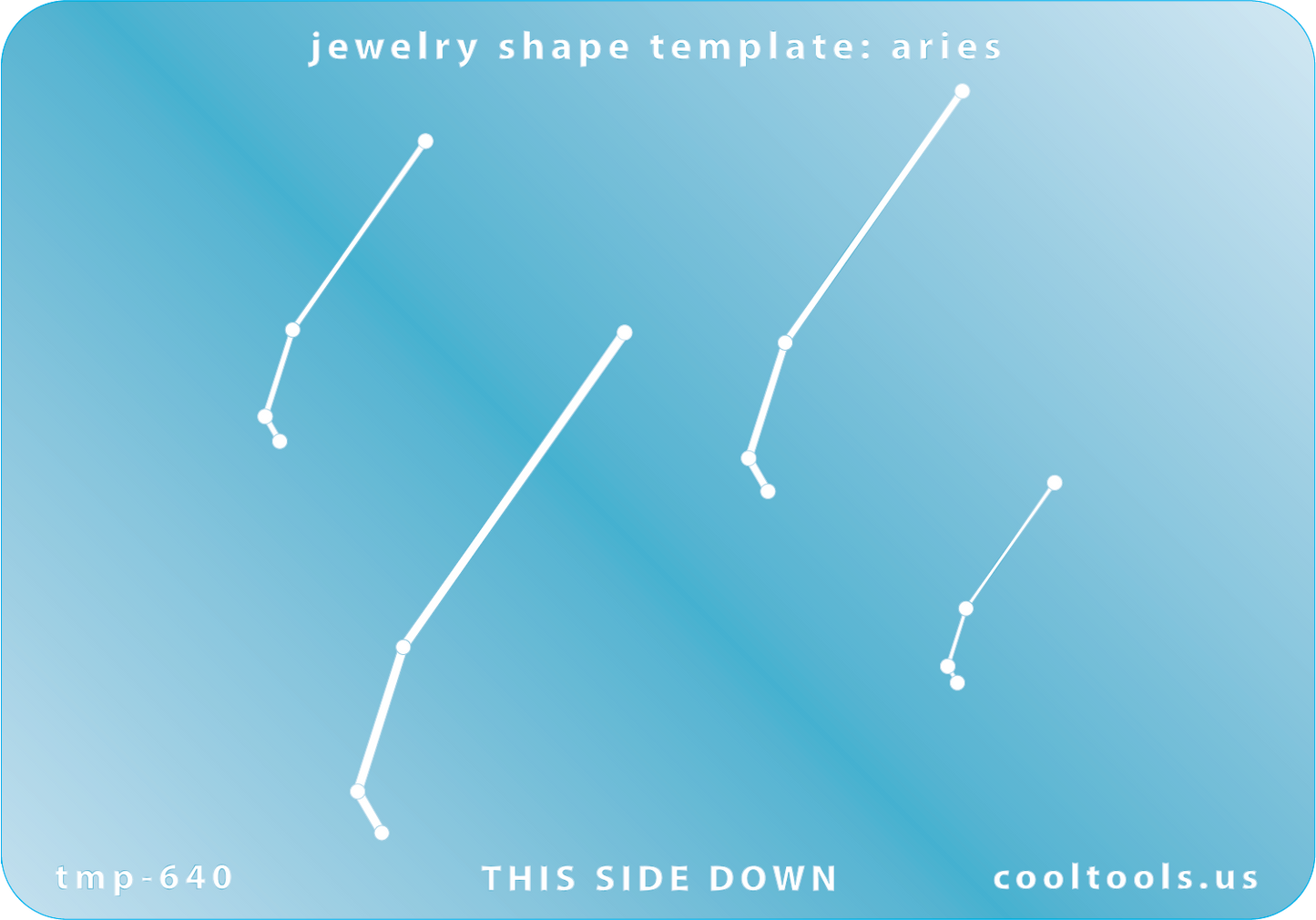 Blue plastic Jewelry Shape Template - Astrology Templates Includes 4 shapes. Sizes are from 22.5mm to 55mm.  These astrology templates were specially designed to connect the stars for your favorite zodiac sign. Simply lay the template face down on your clay, roll or push down, and a connecting line will appear between each star.