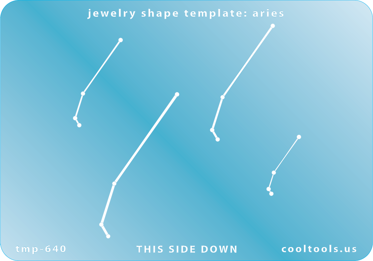 Blue plastic Jewelry Shape Template - Astrology Templates Includes 4 shapes. Sizes are from 22.5mm to 55mm.  These astrology templates were specially designed to connect the stars for your favorite zodiac sign. Simply lay the template face down on your clay, roll or push down, and a connecting line will appear between each star.