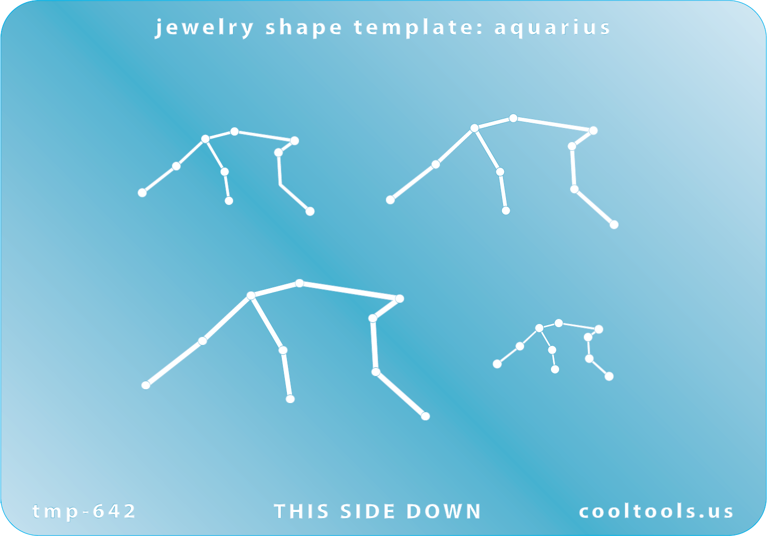       Blue plastic Jewelry Shape Template - Astrology Templates Includes 4 shapes. Sizes are from 20mm to 47.5mm. These astrology templates were specially designed to connect the stars for your favorite zodiac sign. Simply lay the template face down on your clay, roll or push down, and a connecting line will appear between each star.