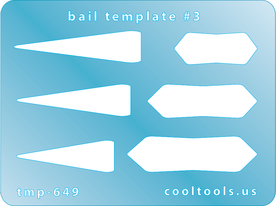 blue plastic Bail Template #3

Bail Templates provide a quick and easy way to add your favorite shaped bail to any project. These handy templates are mini sized, measuring 2-1/4'' x 3''.

Includes 6 shapes. Sizes are from 22.5mm to 35.5mm.