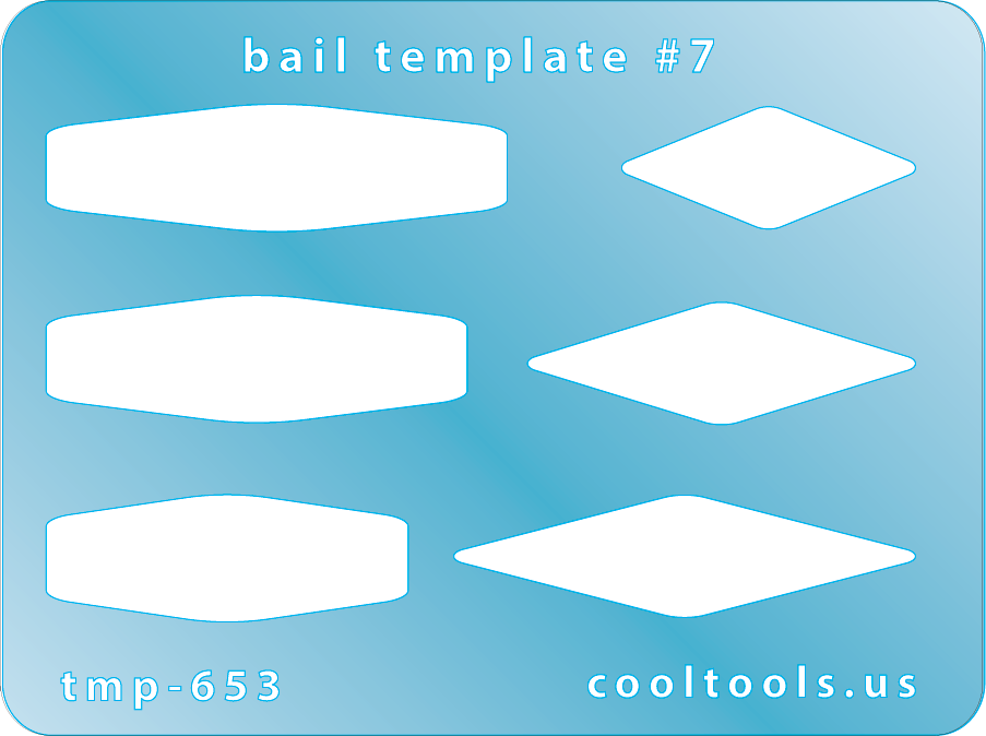 blue plastic Bail Template #7

Bail Templates provide a quick and easy way to add your favorite shaped bail to any project. These handy templates are mini sized, measuring 2-1/4'' x 3''.

Includes 6 shapes. Sizes are from 22.5mm to 35.5mm.