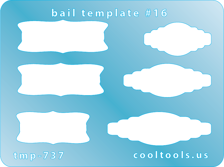 Bail Template #16

Bail Templates provide a quick and easy way to add your favorite shaped bail to any project. These handy templates are mini sized, measuring 2-1/4'' x 3''.

Includes 6 shapes. Sizes are from 22.5mm to 35mm.