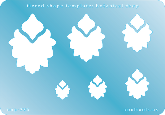 Blue plastic Tiered Shape Template - Two Part Botanical Drop