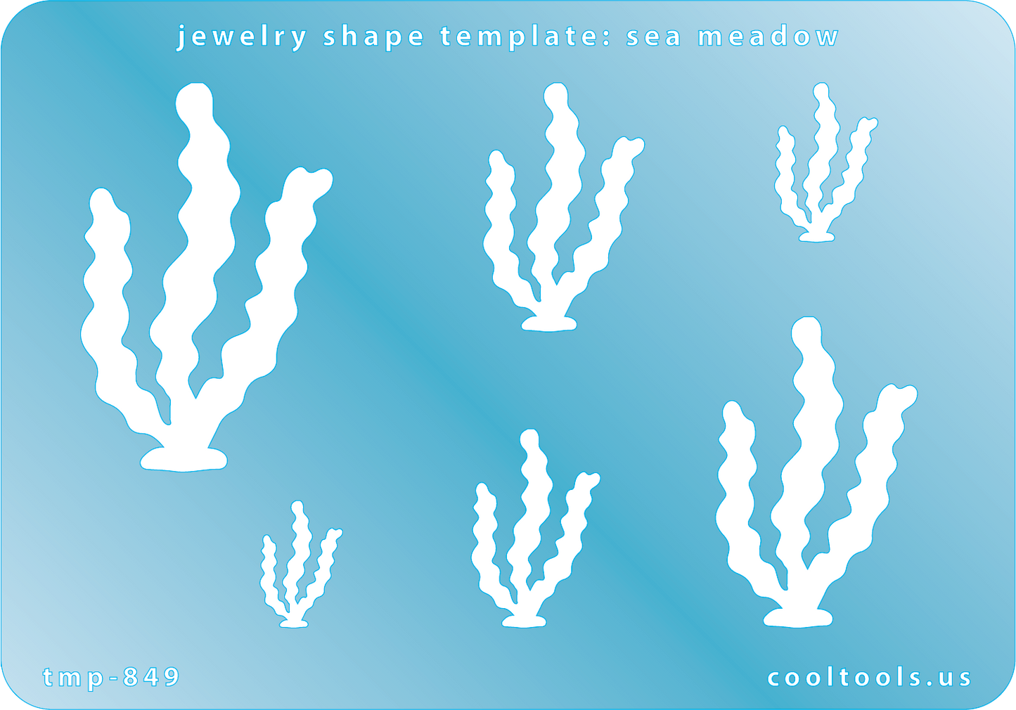 Blue plastic Jewelry Shape Template - Sea Meadow Includes 6 graduated sizes. Sizes are from 14.5mm to 48mm.  Our special surface makes it easy to find these templates on your workbench, but allows clarity for positioning.