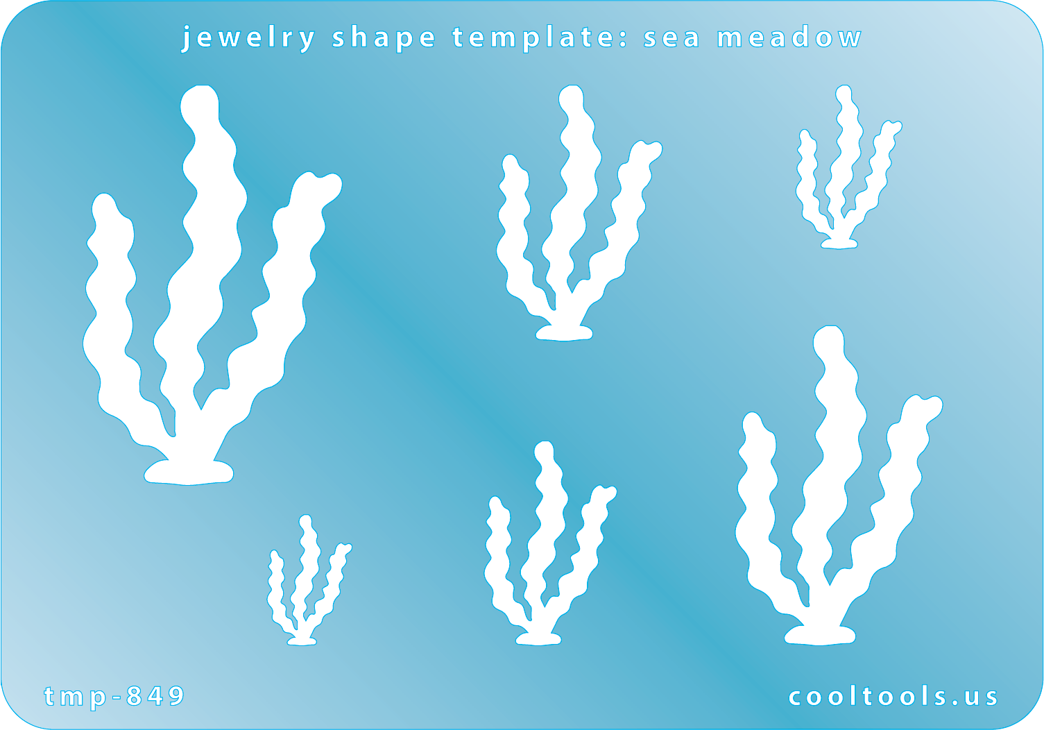 Blue plastic Jewelry Shape Template - Sea Meadow Includes 6 graduated sizes. Sizes are from 14.5mm to 48mm.  Our special surface makes it easy to find these templates on your workbench, but allows clarity for positioning.