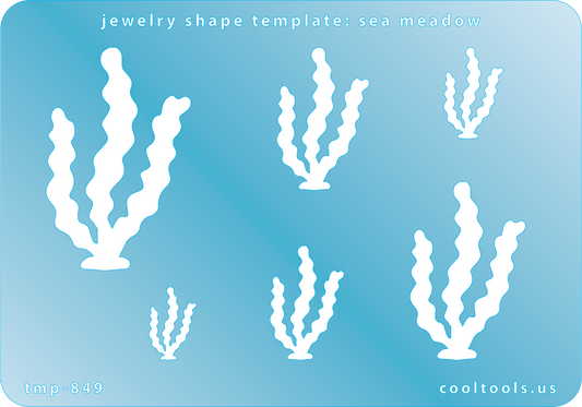 Blue plastic Jewelry Shape Template - Sea Meadow Includes 6 graduated sizes. Sizes are from 14.5mm to 48mm.  Our special surface makes it easy to find these templates on your workbench, but allows clarity for positioning.