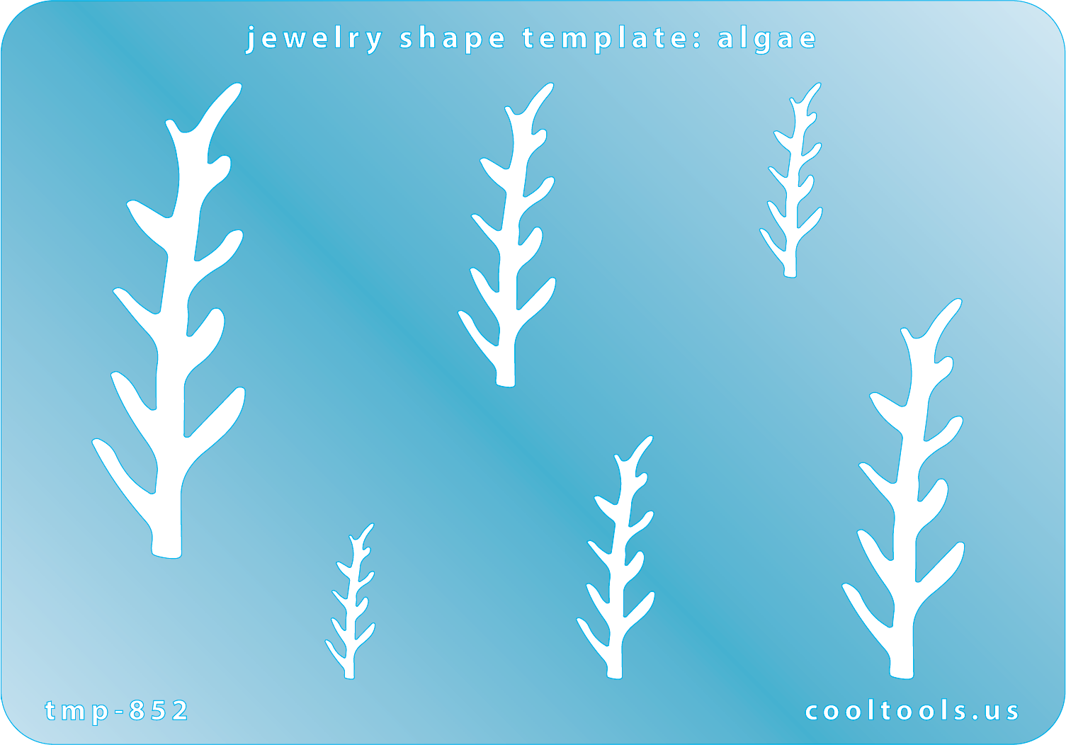 Blue plastic Jewelry Shape Template - Algae Includes 6 graduated sizes. Sizes are from 18mm to 57mm.  Our special surface makes it easy to find these templates on your workbench, but allows clarity for positioning.