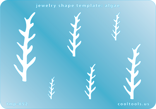 Blue plastic Jewelry Shape Template - Algae Includes 6 graduated sizes. Sizes are from 18mm to 57mm.  Our special surface makes it easy to find these templates on your workbench, but allows clarity for positioning.