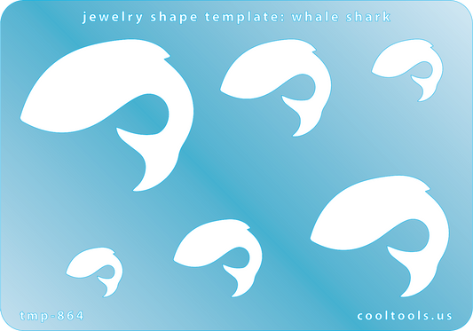 Blue plastic Jewelry Shape Template - Whale Shark Includes 6 graduated sizes. Sizes are from 15mm to 46.5mm.  Our special surface makes it easy to find these templates on your workbench, but allows clarity for positioning.