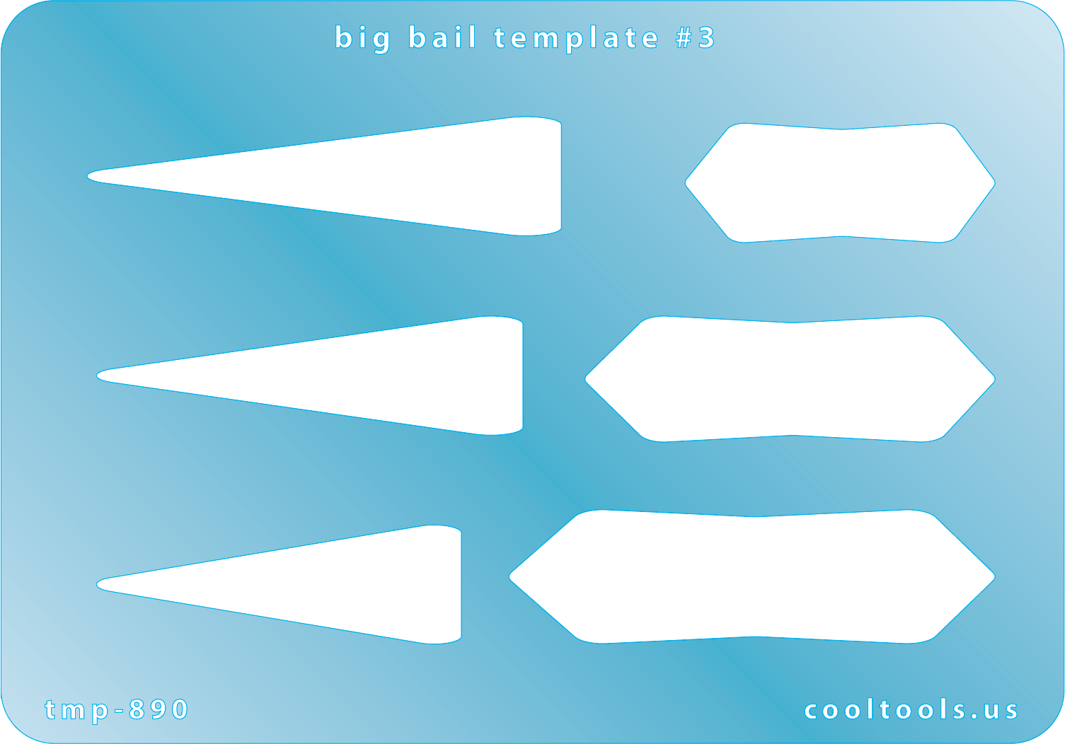 blue plastic Big Bail Template #3


Includes 2 different shapes with 3 graduated sizes of each shape. Sizes are from 37mm to 57.5mm.