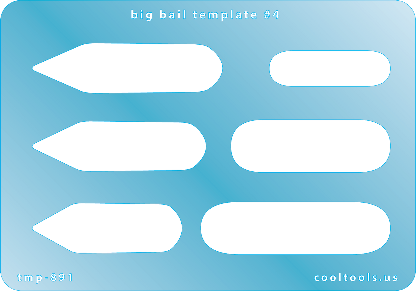 blue plastic Big Bail Template #4

Includes 2 different shapes with 3 graduated sizes of each shape. Sizes are from 37.5mm to 59mm.