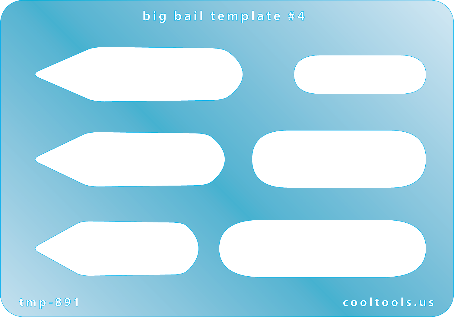 blue plastic Big Bail Template #4

Includes 2 different shapes with 3 graduated sizes of each shape. Sizes are from 37.5mm to 59mm.