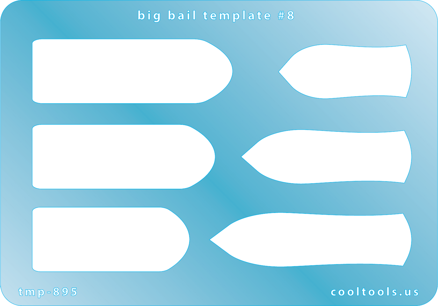 blue plastic Big Bail Template #8


Includes 2 different shapes with 3 graduated sizes of each shape. Sizes are from 38.5mm to 58.5mm.