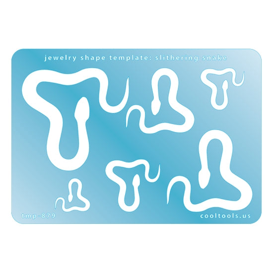 Blue plastic Jewelry Shape Template - Slithering Snake Includes 6 graduated sizes. Sizes are from 18.5mm to 58mm.  Our special surface makes it easy to find these templates on your workbench, but allows clarity for positioning.