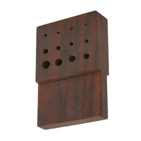 Drawplate - Rosewood - Twelve holes ranging in size from 1.2mm to 6.5mm.