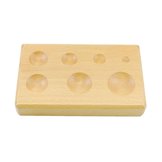 Dapping Block - Hardwood - Medium Round Made of hardwood to prevent scratching or marring. The forming block measures 6-1/4" x 4" x 1"