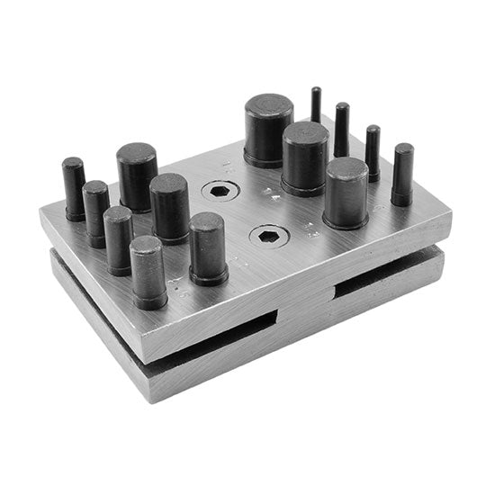 Disc Cutter - Round 3mm to 16mm Hardened tool steel. Contains 14 punches ranging in sizes 3mm to 16mm. Cuts clean discs in soft metals, such as gold and silver.