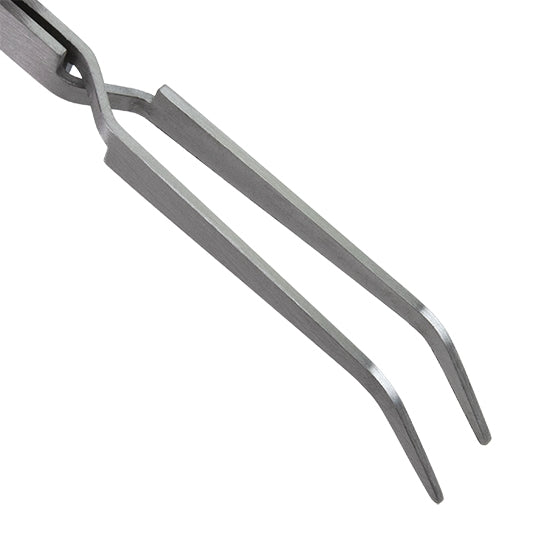 Tweezers - Stainless Steel Cross-lock Tweezers with Bent Tip