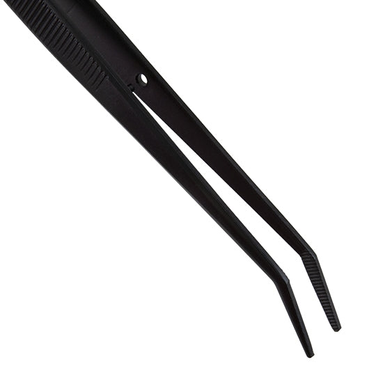 Tweezers - Stainless Steel Fine Bent Tip - Black