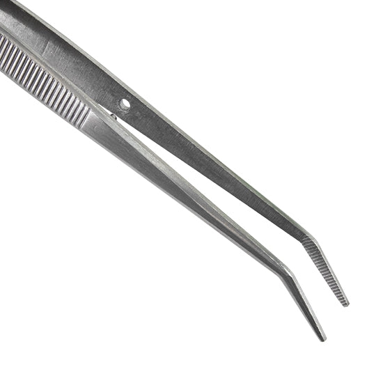 Tweezers - Stainless Steel Fine Bent Tip - Silver