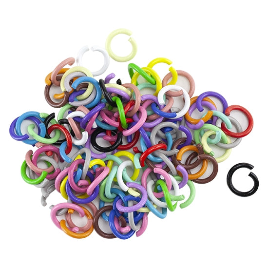 Colored Open Jump Rings - Multi Color - Round 8mm 17 gauge - Pkg/100