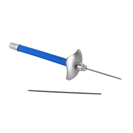 Premium Soldering Pick with Shield Nonslip, comfort grip and non-rolling stainless steel heat shield for extended use and protection. Includes two 1/16" replaceable tungsten steel tips.