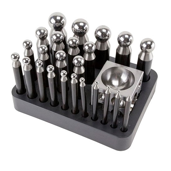 24 Piece Steel Dapping Punch Set with Cube