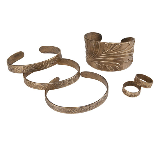 Aureus™ Bright Bronze Clay cuffs and rings