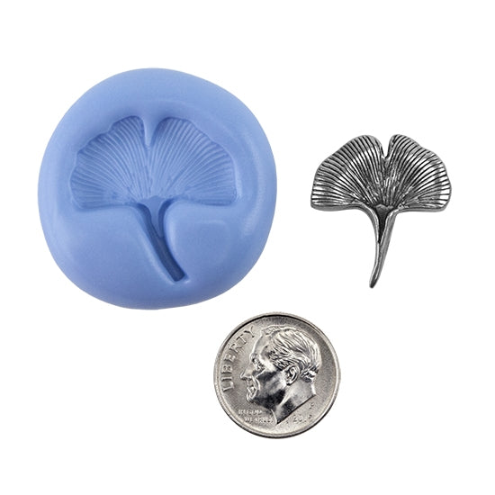 Ready Mold - Gingko  Blue Ready Mold, Silver Sample with Dime