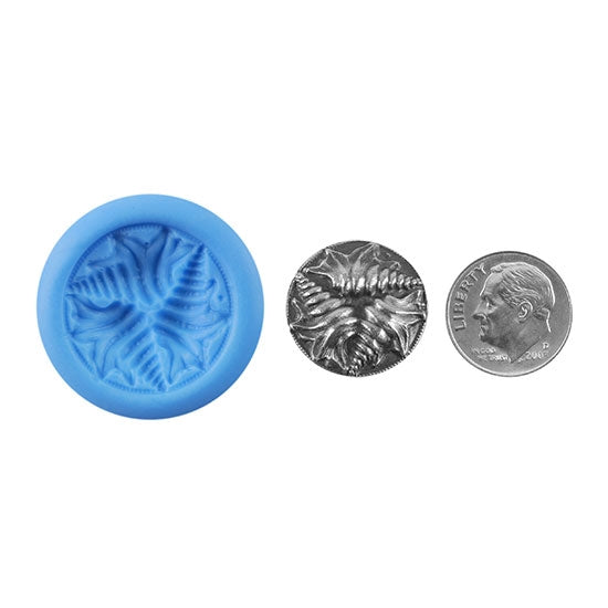 Ready Mold - Conch Shell Trio  Blue Ready Mold, Silver Sample with Dime