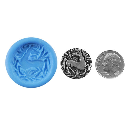 Ready Mold - Wild Horse  Blue Ready Mold, Silver Sample with Dime