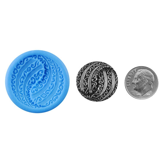 Ready Mold - Lacey Yin-Yang  Blue Ready Mold, Silver Sample with Dime