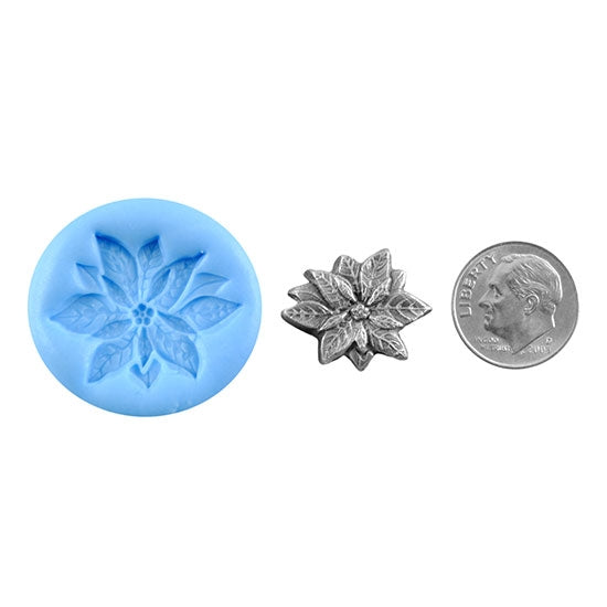 Ready Mold - Poinsettia  Blue Ready Mold, Silver Sample with Dime