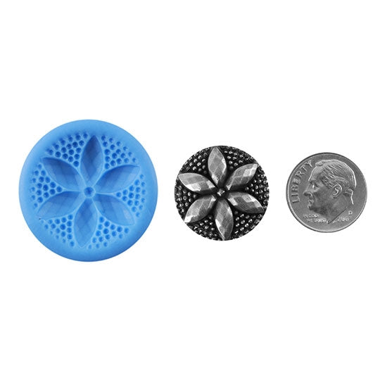 Ready Mold - Sea Flower  Blue Ready Mold, Silver Sample with Dime