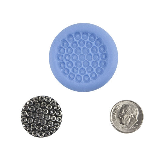 Ready Mold - Double Dots  Blue Ready Mold, Silver Sample with Dime