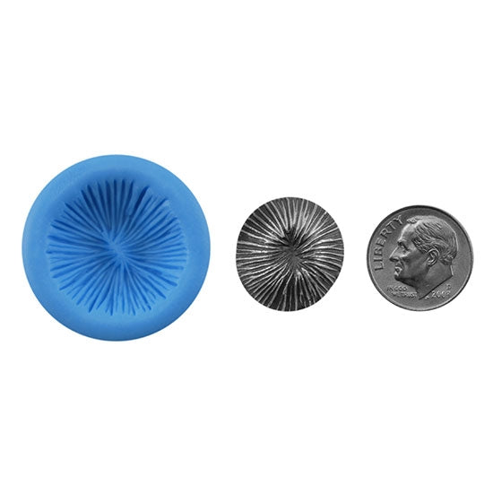 Ready Mold - Mushroom Cap Small  Blue Ready Mold, Silver Sample with Dime