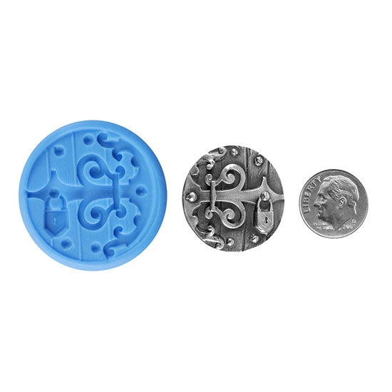 Ready Mold - Secret Passage  Blue Ready Mold, Silver Sample with Dime