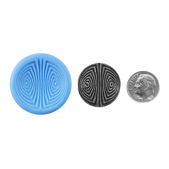 Ready Mold - Sound Waves  Blue Ready Mold, Silver Sample with Dime