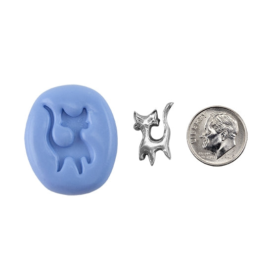 Ready Mold - Spunky Kitty  Blue Ready Mold, Silver Sample with Dime